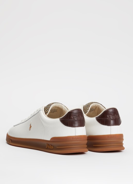 Ralph Lauren Heritage Court II sneaker van leer met details van wol - achterkant 5 wit