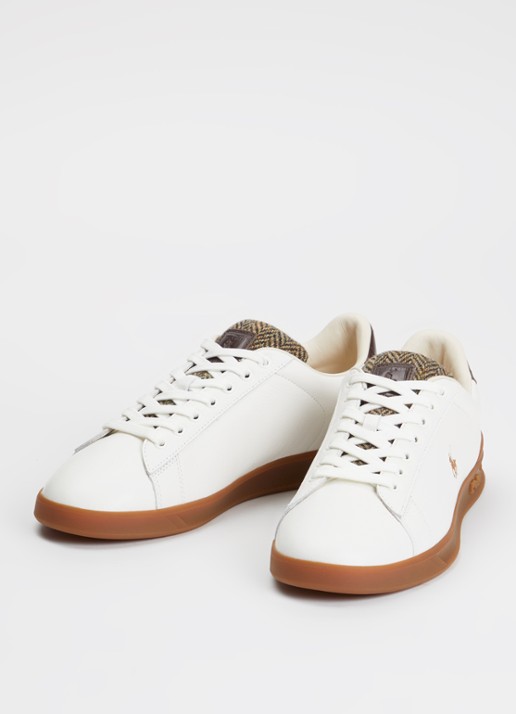 Ralph Lauren Heritage Court II sneaker van leer met details van wol - detail wit