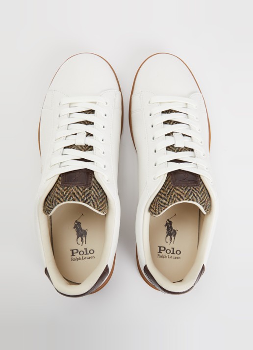 Ralph Lauren Heritage Court II sneaker van leer met details van wol - detail 2 wit