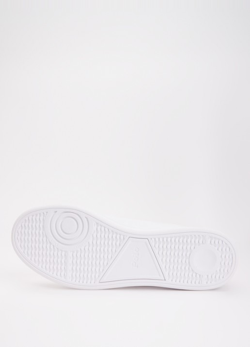 Ralph Lauren Heritage Court II sneaker van leer met logoborduring - detail 4 wit