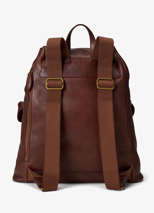 Ralph Lauren Heritage rugzak van leer - achterkant 3 british tan / bruin