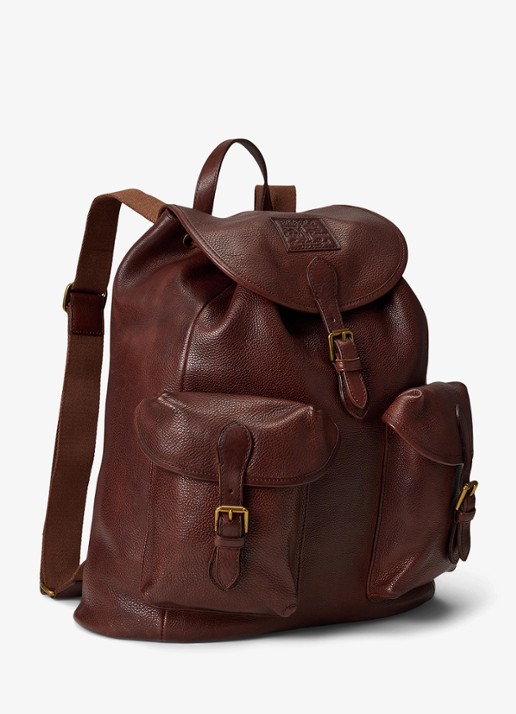 Ralph Lauren Heritage rugzak van leer - detail 2 british tan / bruin