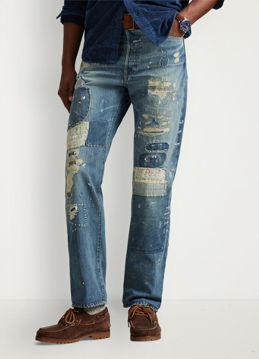 Ralph Lauren Heritage straight leg jeans met destroyed afwerking