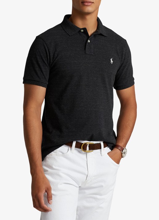 Ralph Lauren Het iconische mesh Polo-shirt - detail black marl heather / donkergrijs
