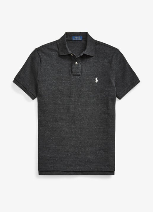 Ralph Lauren Het iconische mesh Polo-shirt - voorkant 4 black marl heather / donkergrijs