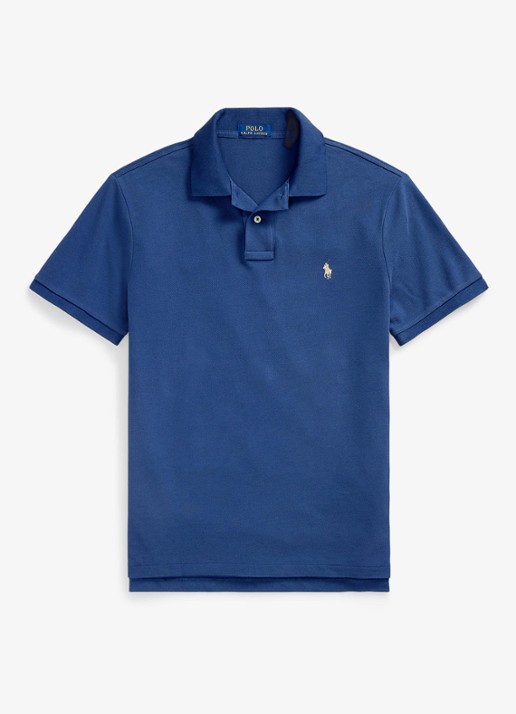 Ralph Lauren Het iconische mesh Polo-shirt - voorkant 2 earth blue / blauw