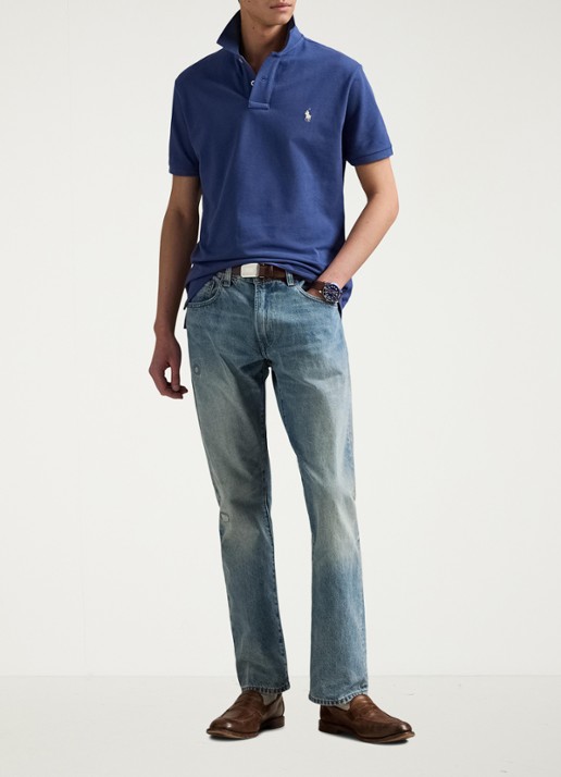 Ralph Lauren Het iconische mesh Polo-shirt - voorkant 3 earth blue / blauw