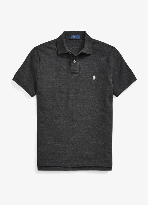 Ralph Lauren Het iconische mesh Polo-shirt - voorkant black marl heather/zwart