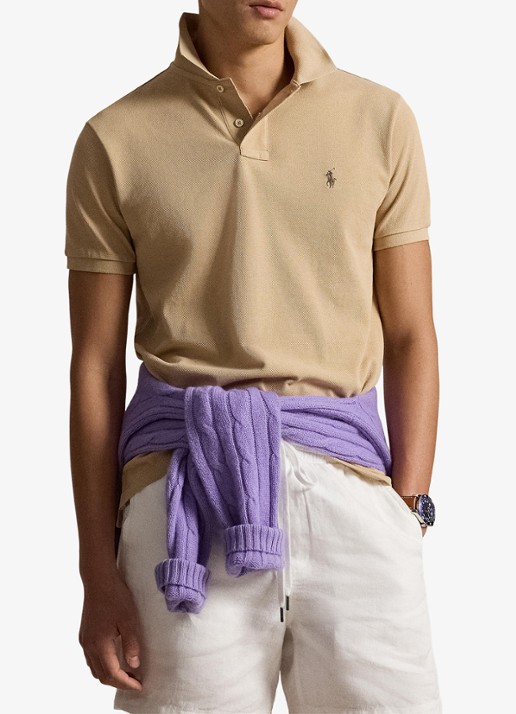 Ralph Lauren Het iconische mesh Polo-shirt - voorkant 3 vintage khaki / khaki