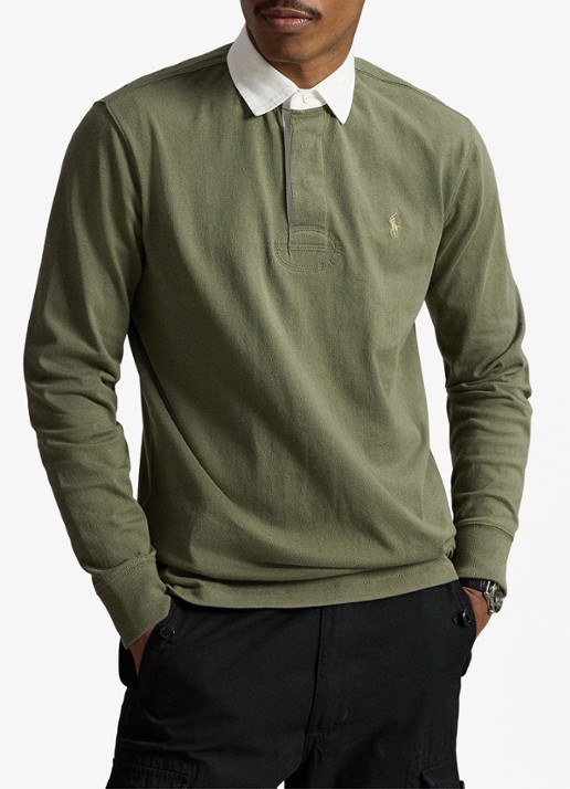 Ralph Lauren Het iconische rugbyshirt - voorkant 5 cruise olive / olijfgroen