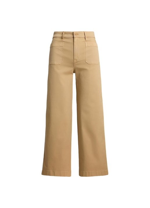 Ralph Lauren High waist flaired fit cropped chino met steekzakken - voorkant 3 birch tan / beige