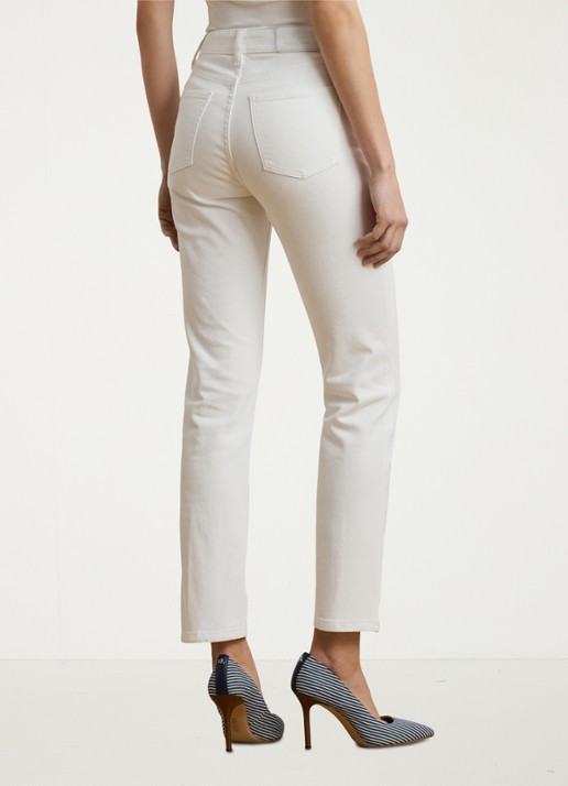 Ralph Lauren High waist flared cropped jeans met steekzakken - achterkant 8 white wsh / wit
