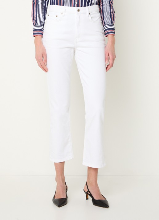 Ralph Lauren High waist flared cropped jeans met steekzakken - detail 6 white wsh / wit