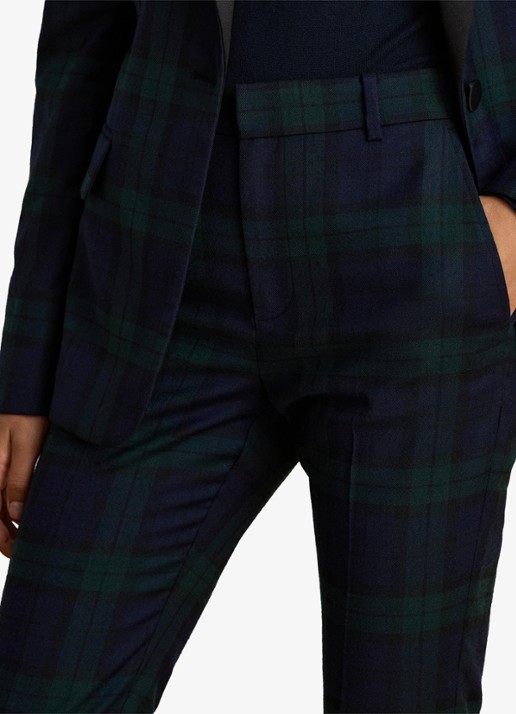 Ralph Lauren High waist flared fit pantalon met ruitdessin - detail 5 black/green multi / zwart/groen