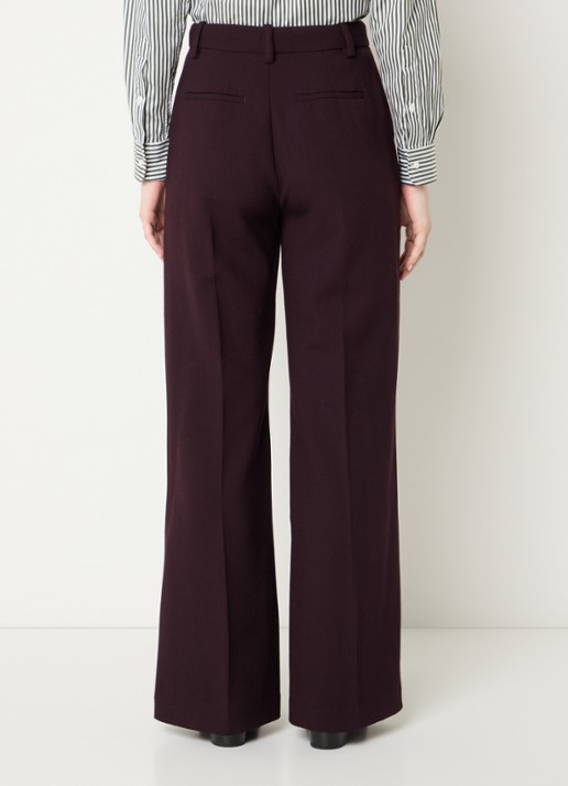 Ralph Lauren High waist flared fit pantalon van wol met steekzakken - achterkant 3 bordeauxrood
