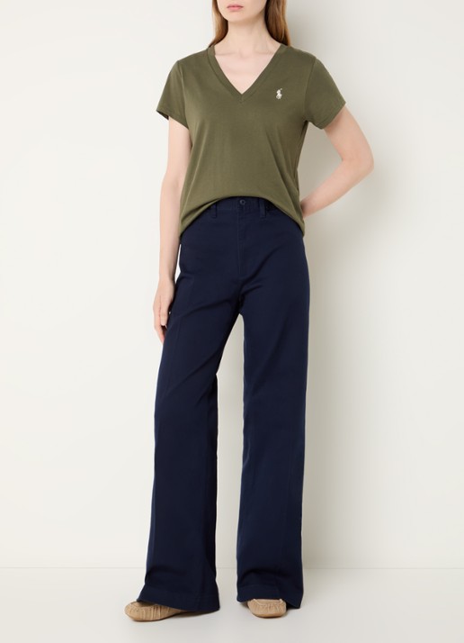 Ralph Lauren High waist flared jeans met gekleurde wassing - voorkant 3 donkerblauw