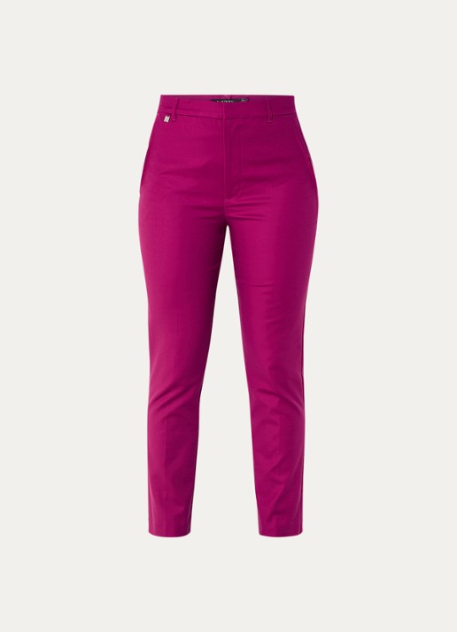 Ralph Lauren High waist slim fit cropped pantalon met steekzakken - voorkant 3 donkerroze