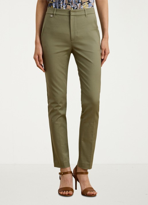 Ralph Lauren High waist slim fit cropped pantalon met steekzakken - detail sage green / legergroen