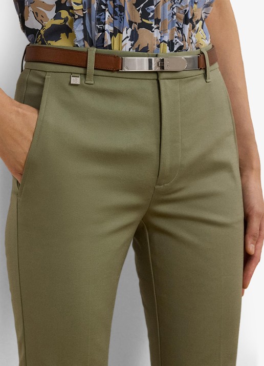 Ralph Lauren High waist slim fit cropped pantalon met steekzakken - detail 2 sage green / legergroen