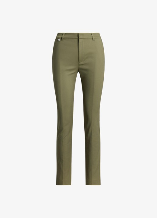 Ralph Lauren High waist slim fit cropped pantalon met steekzakken - voorkant 4 sage green / legergroen