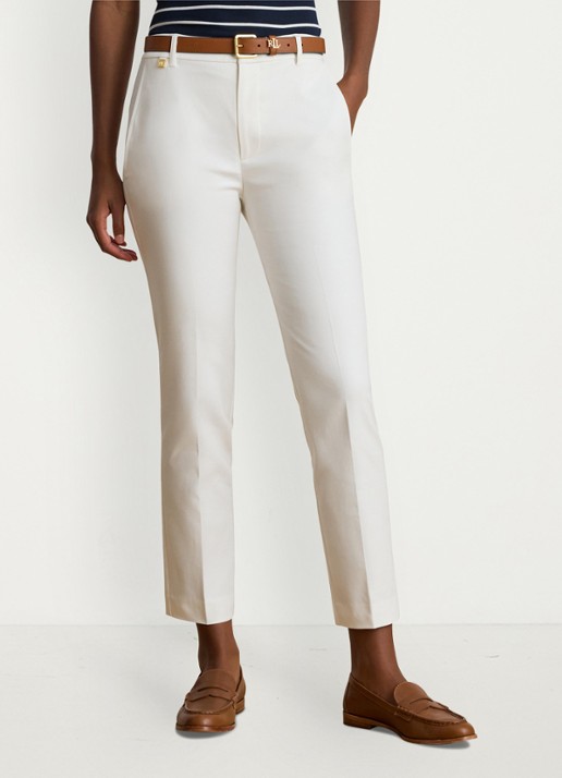 Ralph Lauren High waist slim fit cropped pantalon met steekzakken - detail 4 wit