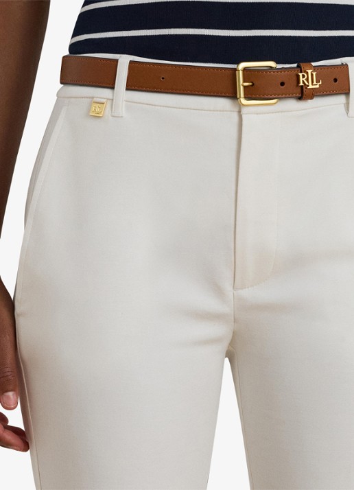 Ralph Lauren High waist slim fit cropped pantalon met steekzakken - detail 5 wit