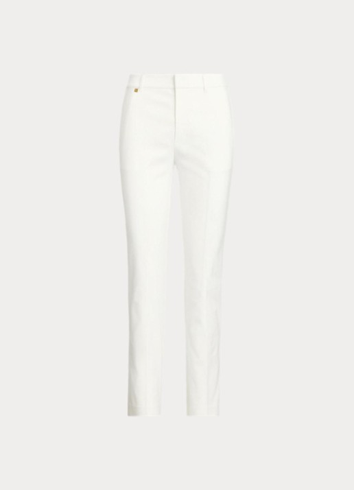 Ralph Lauren High waist slim fit cropped pantalon met steekzakken - voorkant 2 wit