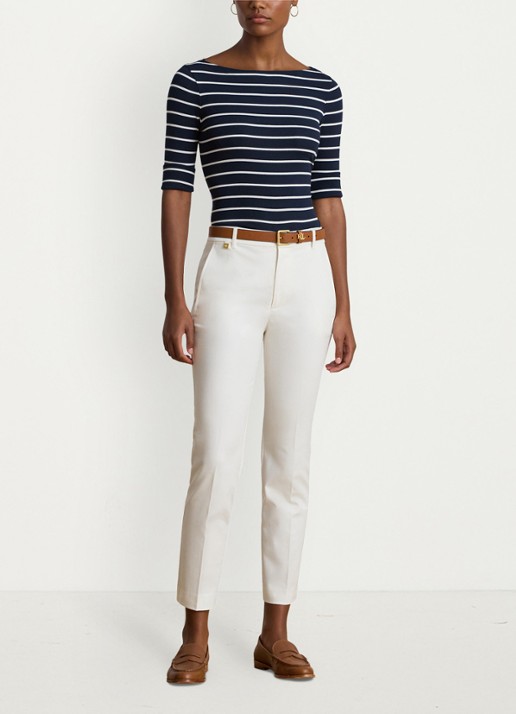 Ralph Lauren High waist slim fit cropped pantalon met steekzakken - voorkant 3 wit