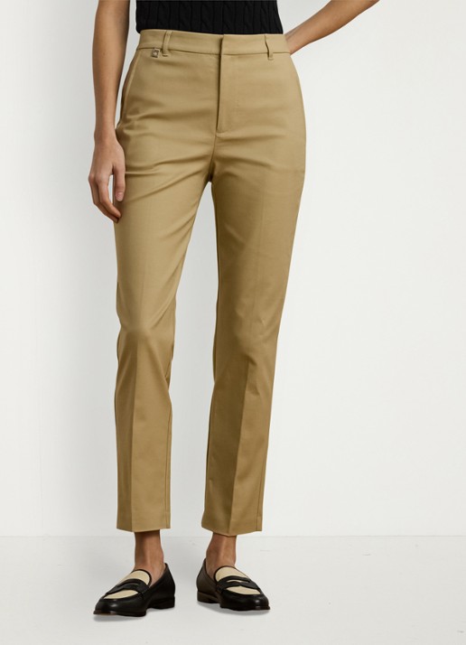 Ralph Lauren High waist slim fit cropped pantalon met steekzakken - detail 2 birch tan / beige
