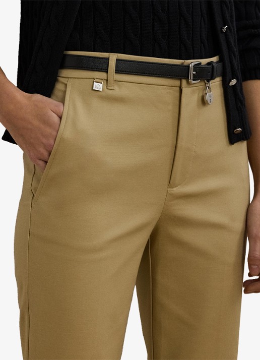 Ralph Lauren High waist slim fit cropped pantalon met steekzakken - detail 3 birch tan / beige
