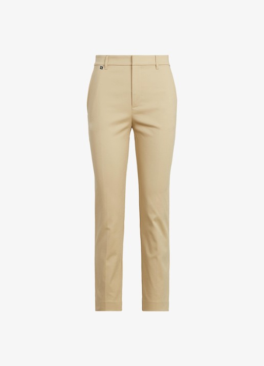 Ralph Lauren High waist slim fit cropped pantalon met steekzakken - voorkant 4 birch tan / beige