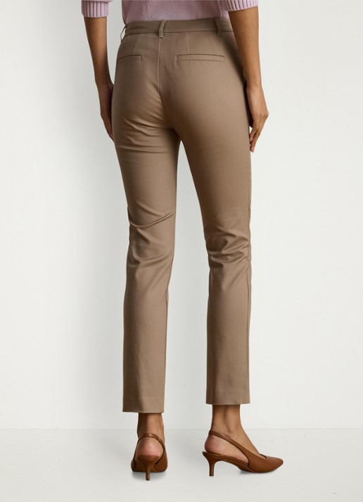 Ralph Lauren High waist slim fit cropped pantalon met steekzakken - achterkant taupe brown / taupe