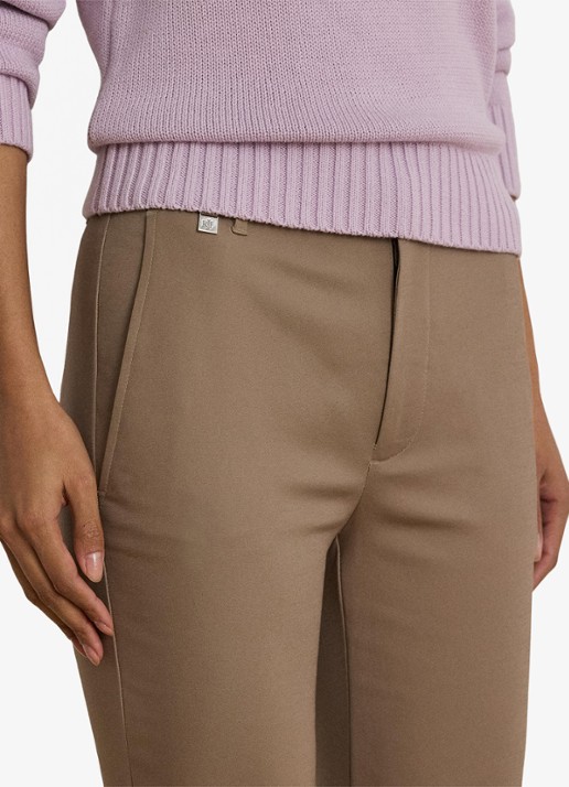 Ralph Lauren High waist slim fit cropped pantalon met steekzakken - detail 3 taupe brown / taupe