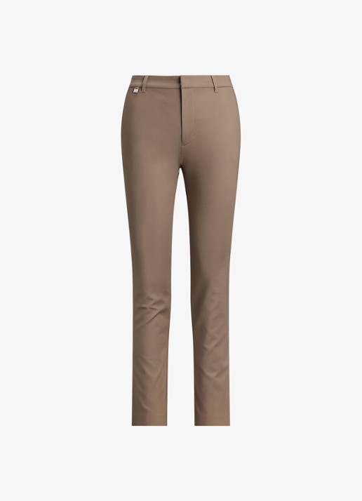 Ralph Lauren High waist slim fit cropped pantalon met steekzakken - voorkant 4 taupe brown / taupe
