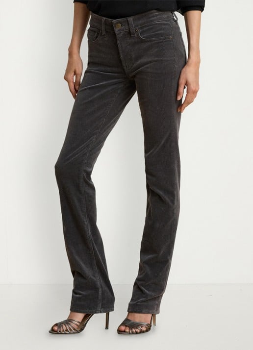 Ralph Lauren High waist slim fit jeans van corduroy - detail onyx grey / grijs