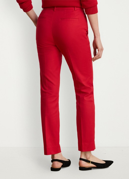 Ralph Lauren High waist slim fit pantalon met steekzakken - achterkant 3 ralph red / rood