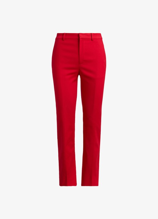 Ralph Lauren High waist slim fit pantalon met steekzakken - voorkant 4 ralph red / rood