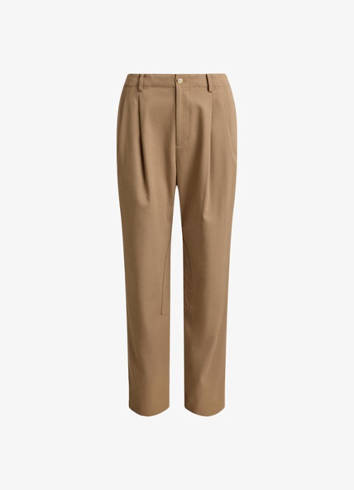 Ralph Lauren High waist slim fit pantalon met steekzakken - voorkant lauren camel / beige