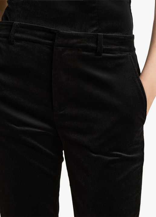 Ralph Lauren High waist straight fit pantalon van fluweel met steekzakken - detail 5 black velvet / zwart