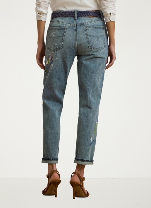 Ralph Lauren High waist tapered fit boyfriend jeans met medium wassing - achterkant 3 denim