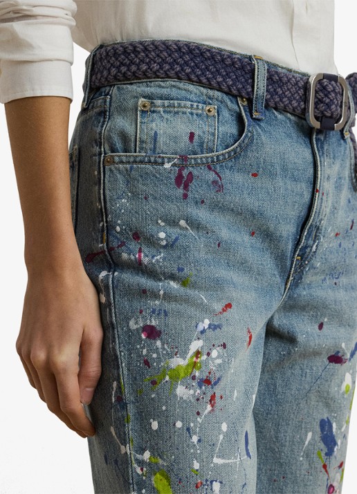 Ralph Lauren High waist tapered fit boyfriend jeans met medium wassing - detail 5 denim