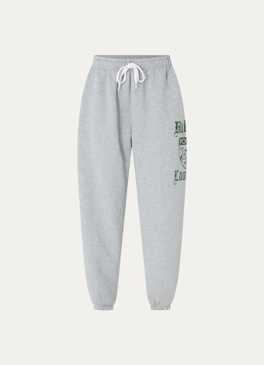 Ralph Lauren High waist tapered fit joggingbroek met logo print - voorkant 2 grijs
