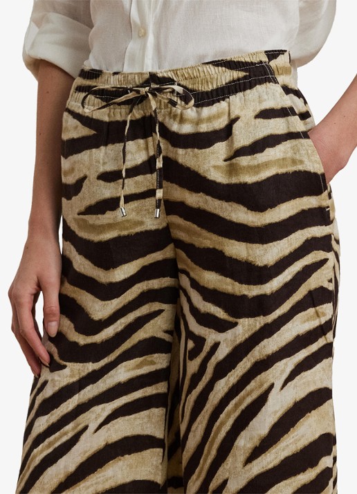 Ralph Lauren High waist wide fit broek met zebraprint - detail 3 bruin