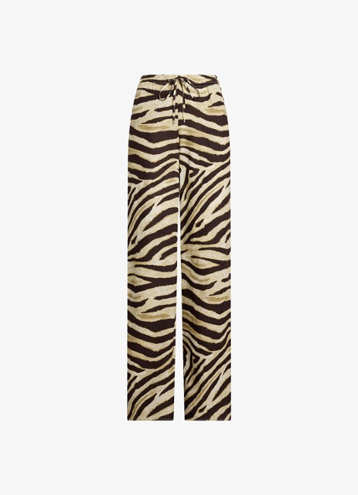 Ralph Lauren High waist wide fit broek met zebraprint - voorkant 4 bruin