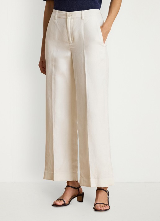 Ralph Lauren High waist wide fit pantalon in linnenblend