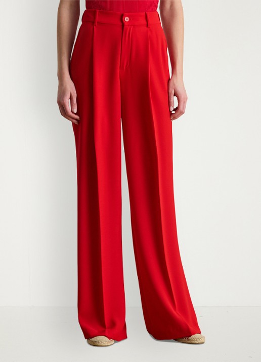 Ralph Lauren High waist wide fit pantalon met steekzaken