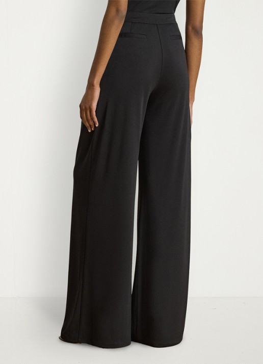Ralph Lauren High waist wide fit pantalon met steekzakken - achterkant zwart