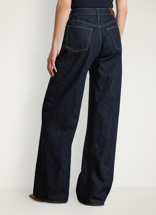 Ralph Lauren High waist wide leg jeans met donkere wassing - achterkant 3 rinse wash / blauw