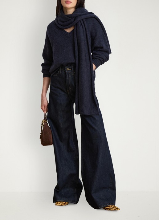 Ralph Lauren High waist wide leg jeans met donkere wassing - voorkant 2 rinse wash / blauw