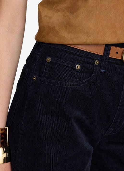 Ralph Lauren High waist wide leg jeans van corduroy - detail 4 lauren navy / blauw